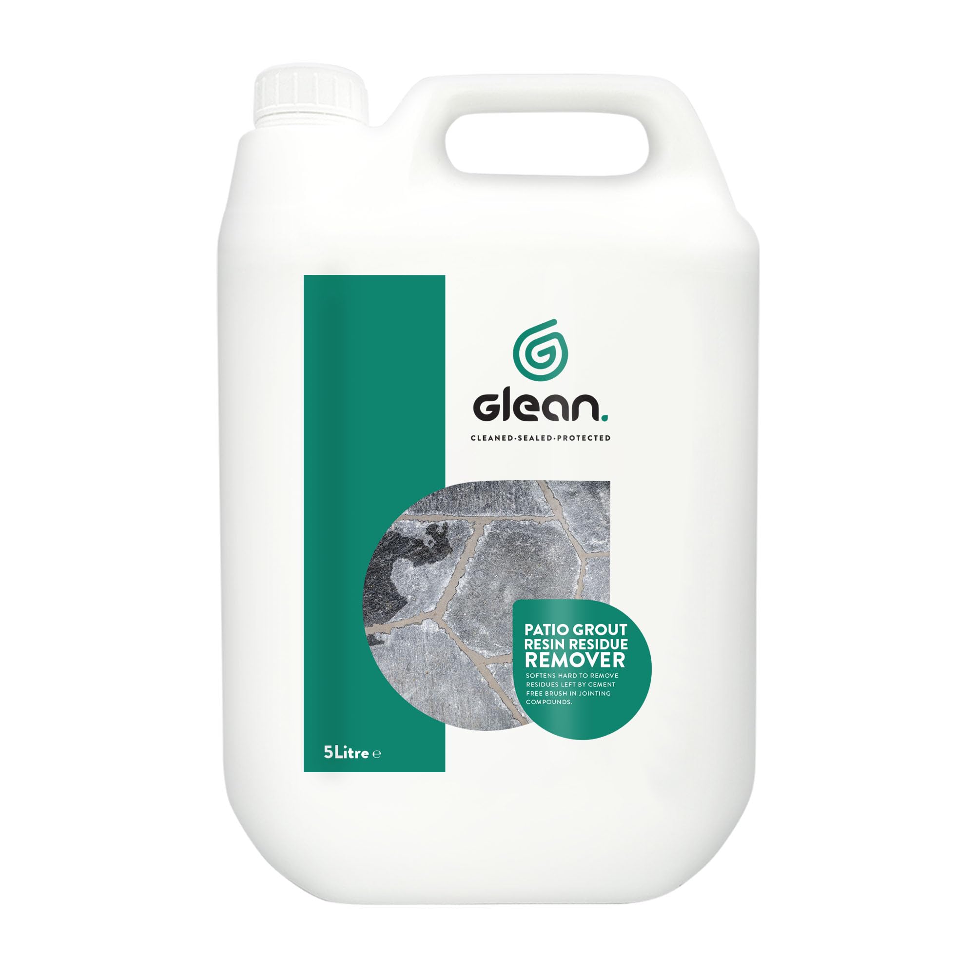 GLEAN Removedor de residuos de resina de lechada para patio, porcelana y piedra natural, elimina los residuos de acrílico, epoxi y silicona de compuestos de unión con cepillo, 5 litros