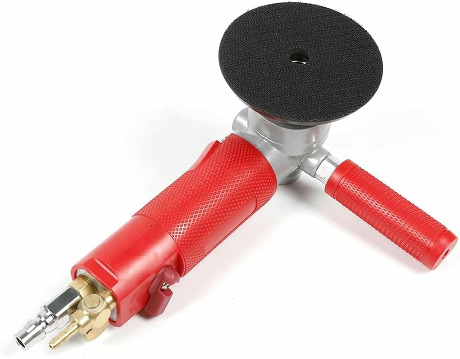 Red 4 Inch Pneumatic Polisher, 4 Inch Pneumatic Air Wet Stone Grinder 4300RPM Wet Air Sander Polisher Water Mill Pneumatic Polishing Tool for Marble Stone Polishing-