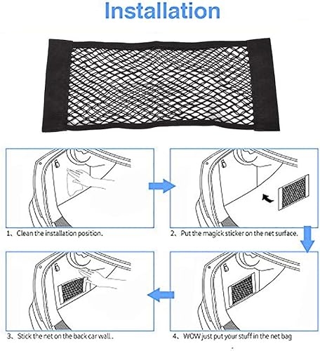Miniatura 5 de MCARCAR KIT Organizador universal del maletero del asiento trasero de la parte trasera de la red de malla de carga de nylon flexible del