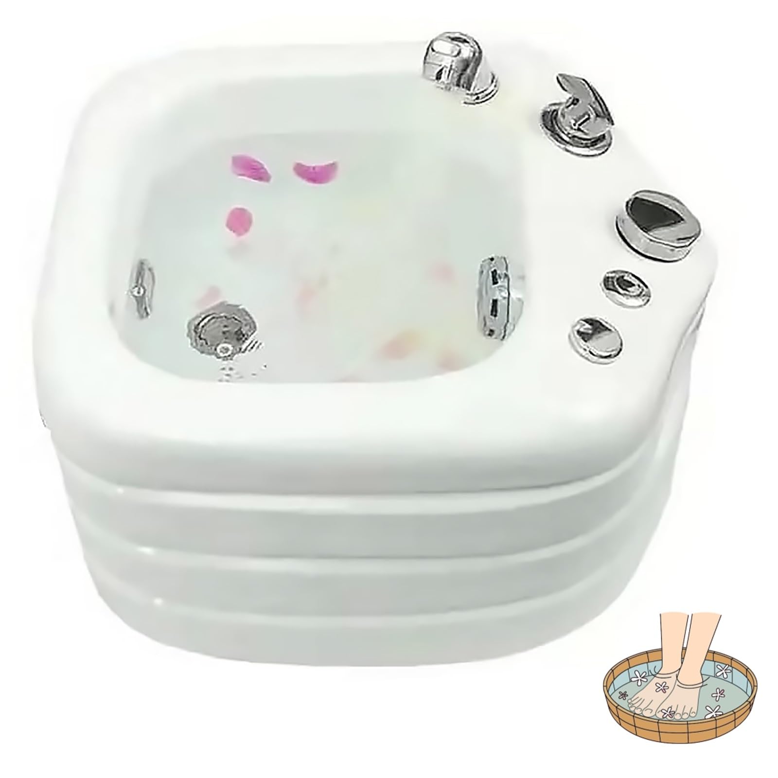 Acrylic Massage Footbath Nail Salon Massage Equipment Hot and Cold Adjustment Heated Foot Spa Pedicure Bowl Bubble Jets & Non-Motorized Rollers for Women and Men (Size : Single Bath)