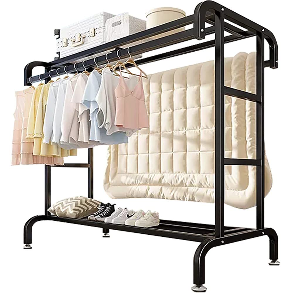 Aycdl A Ycdl Freestanding Garment Rack With Wheels, Double Rail Nd Storage Shelf For Hanging Clothes, Multifunctional Design,-100 * 50 * 150Cm