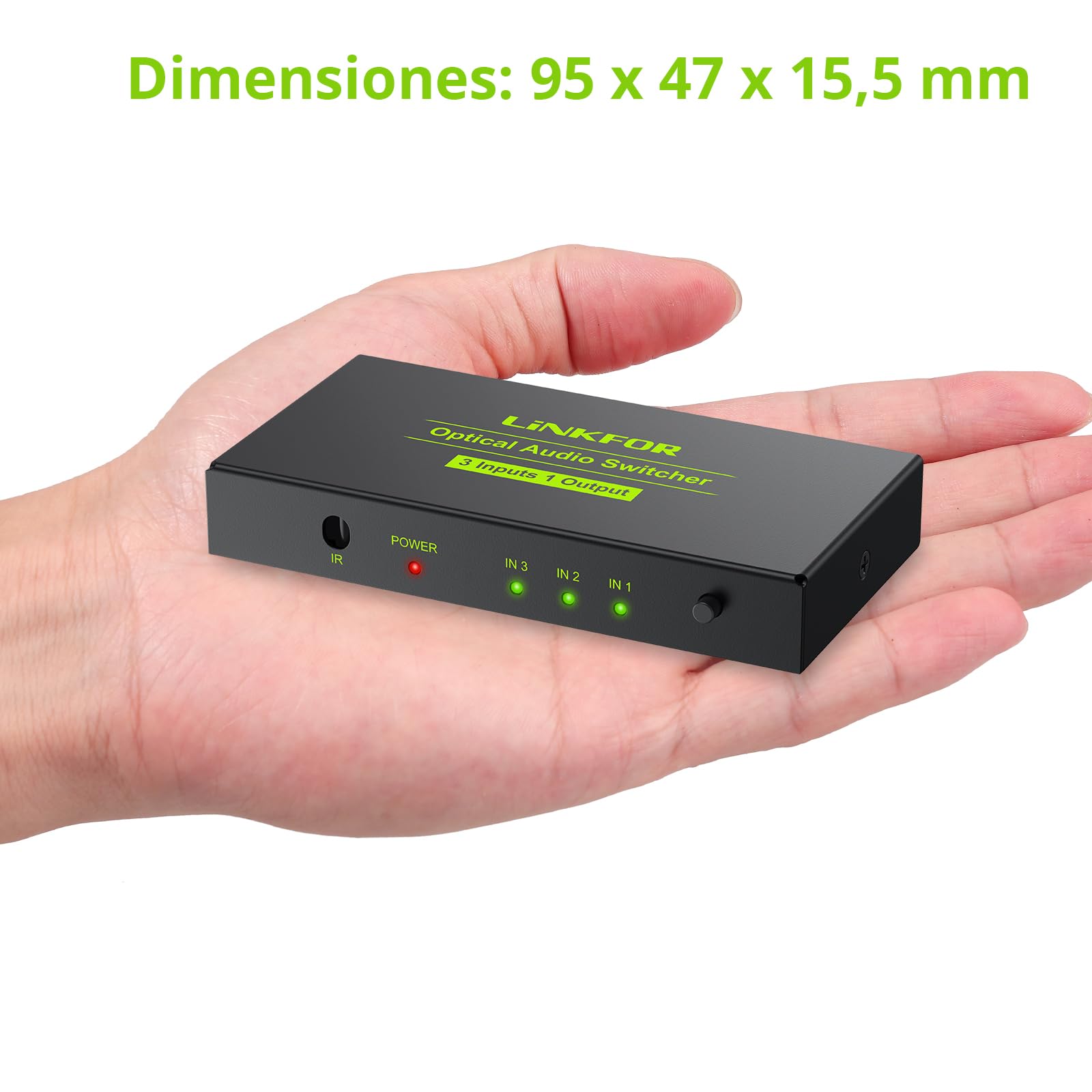 Conmutador Audio Digital 3 Entradas 1 Salida Switch Óptico Toslink Comutador SPDIF con Mando Soporte LPCM2.0 DTS Dolby-AC3 para PS3 VHS Blue-Ray DVD HDTV Barra de Sonido Amplificadores