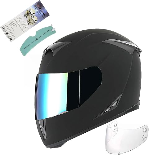Casco integral para motocicleta 1Storm con diseño de cráneo rey en mate negro + una visera transparente extra HJK311