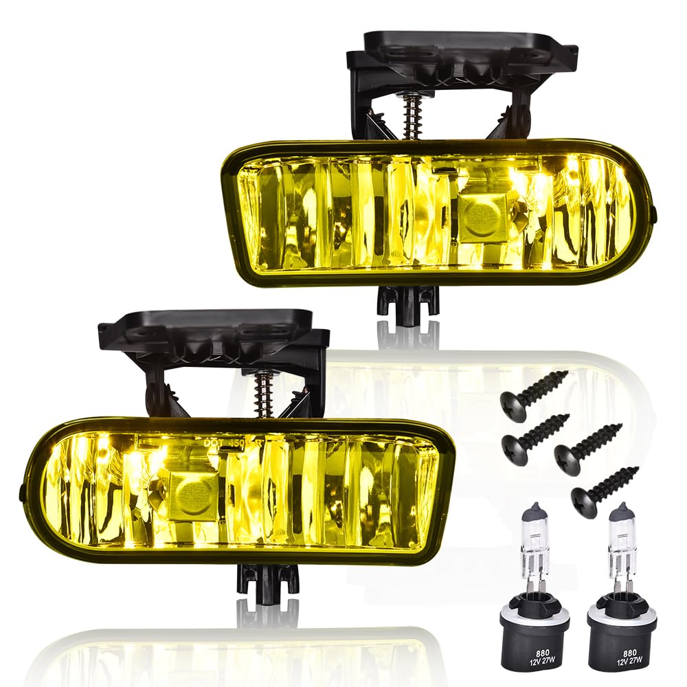ALLGOOD Fog Lights w/Bulbs, Compatible with GMC Yukon 2001-2006,Do not Fit Denali Models,Yellow Lens Front Bumper Driving Fog Lights Lamps W/o Wring