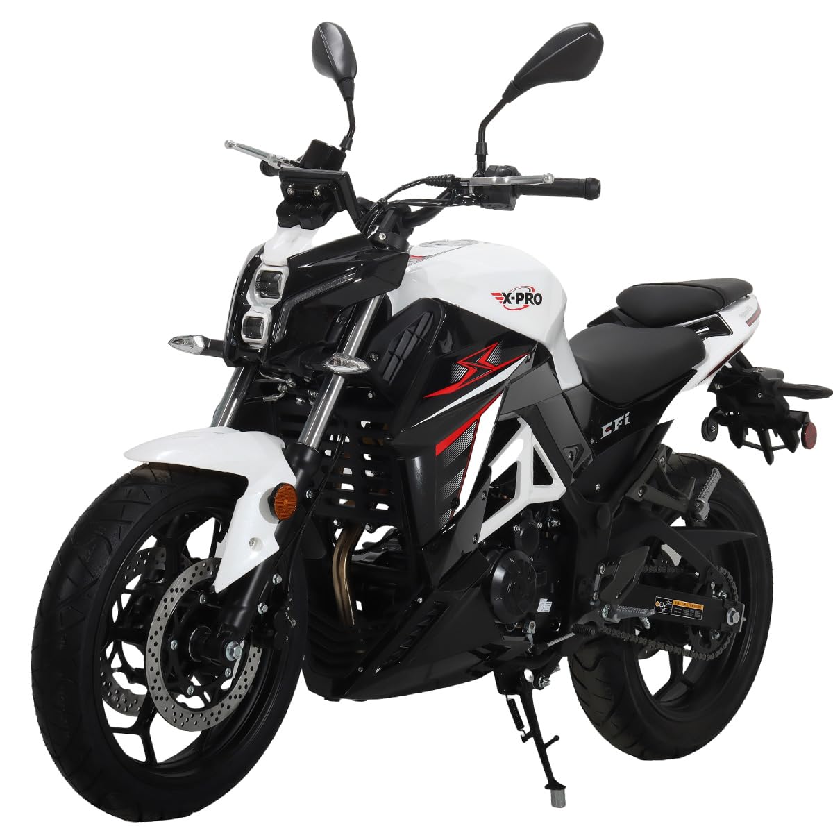 X-PRO Python 250 EFI Street Motorcycle - Manual 17" Wheels (White)