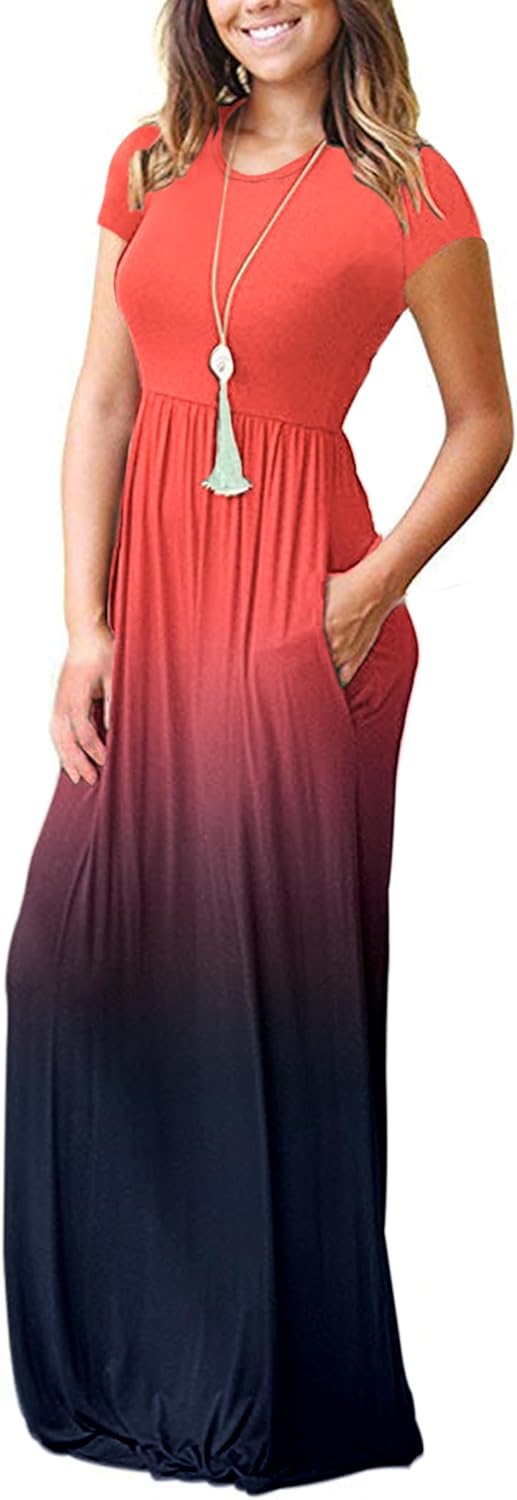 AUSELILY Women's Classic Short Sleeve Loose Plain Casual Long Maxi Dresses for Women 2026 - Image 2