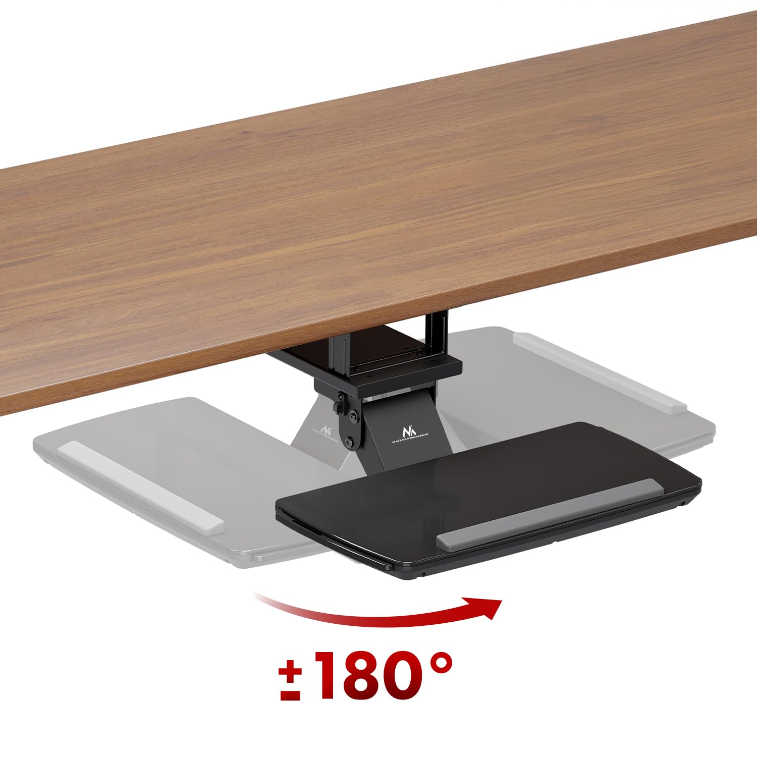 Maclean Plateau pour Clavier avec Plateau pour Souris - Réglable en Hauteur - Inclinable et Rotatif - Support Ergonomique pour Bureau jusqu'à 5 kg - Support de Clavier en Acier et Plastique (Noir)