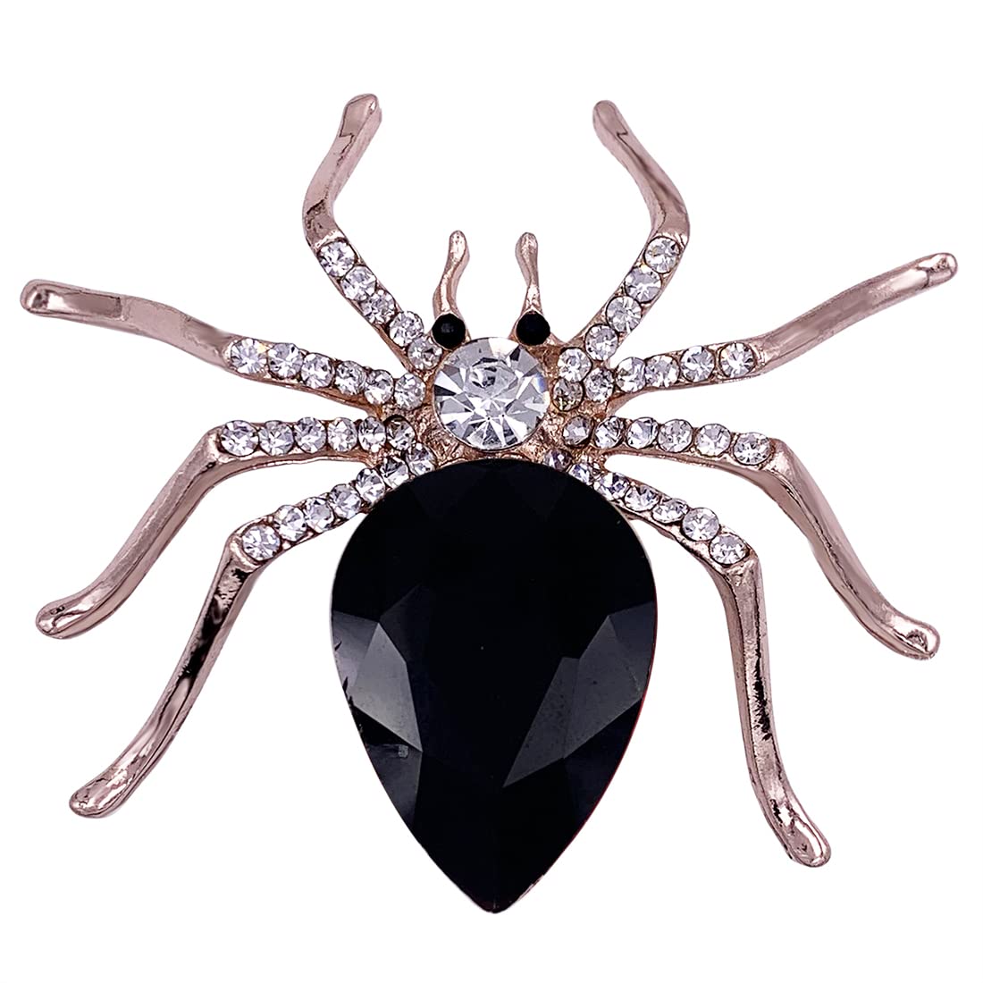 SELOVO Spider Brooch Pin - Crystal Jewelry Scarf Pin, Rose Gold Tone