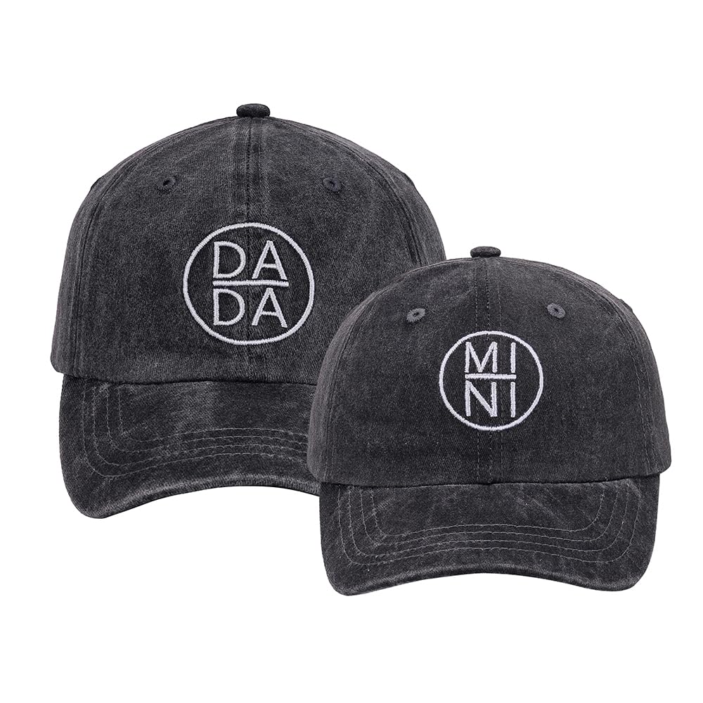 MONI HAPPY Embroidered Dad and Son Matching Hats Set of 2 Daddy Kid Matching Hat Set Father Son Caps New Dad Gifts Daddy and Me Adjustable Dada Mini Black