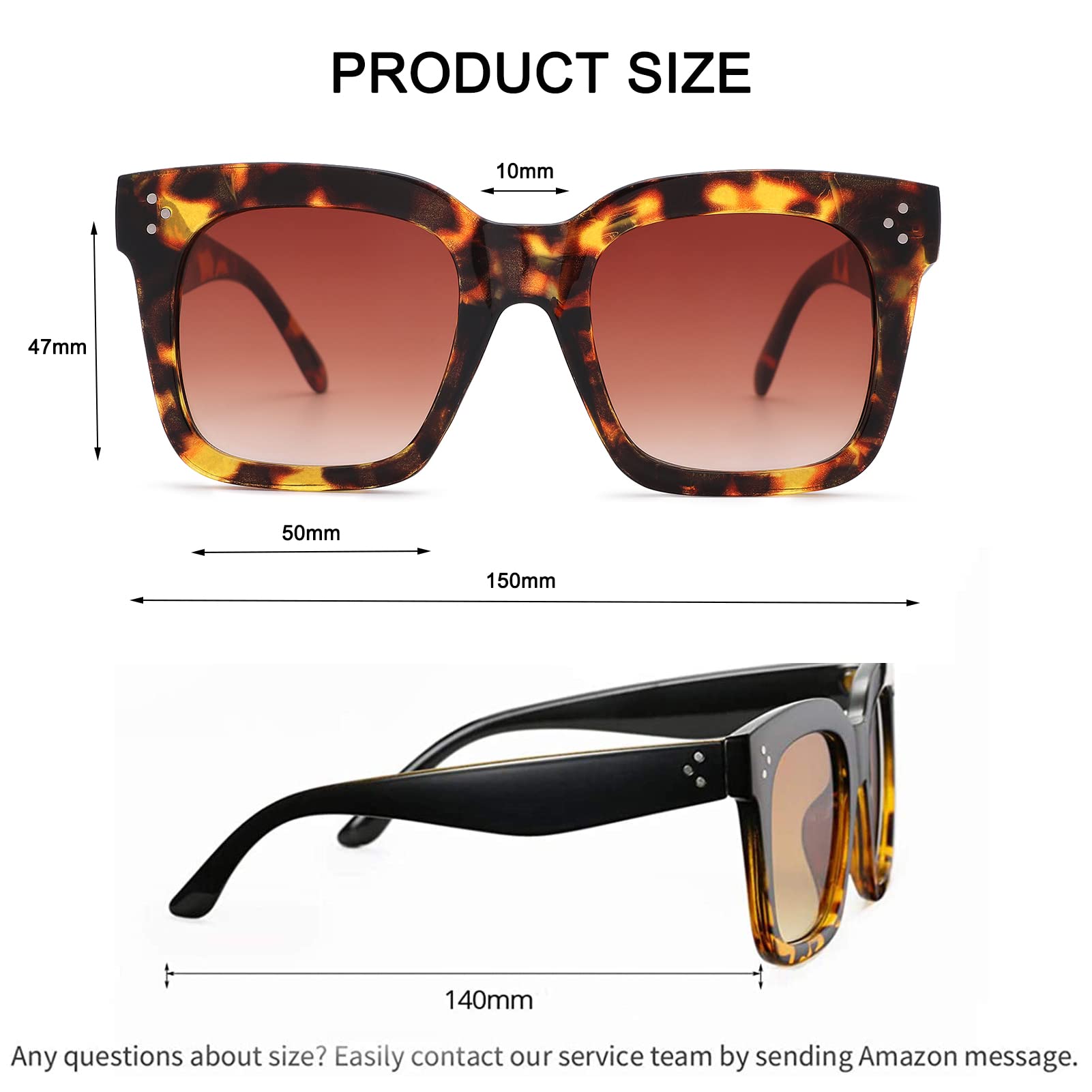 Bouryo Retro Oversized Square Sunglasses for Women Flat Lens Sun Glasses Gradient Shades UV400