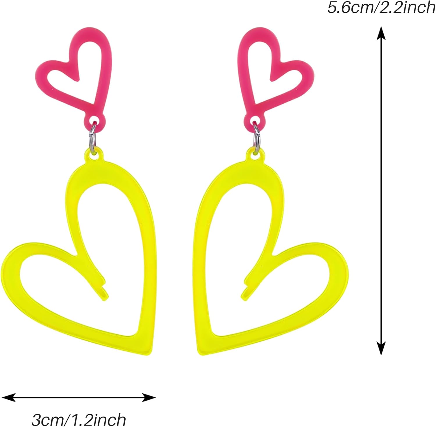SELOVO Candy-colored Earrings Lightweight Double Love Heart Acrylic Dangle Drop Earrings for Women - Image 5