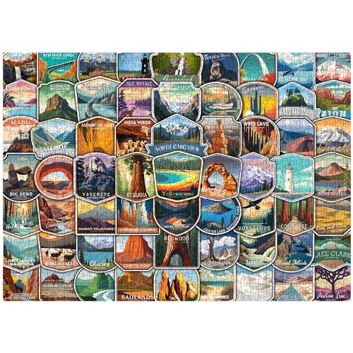 PICKFORU Rompecabezas de Parques Nacionales para Adultos con 1000 piezas, incluye stickers y póster decorativo miniatura 2