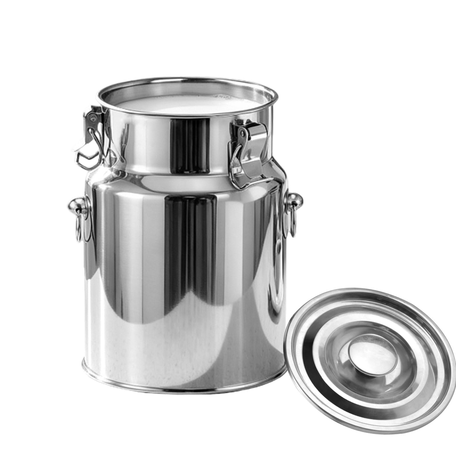 AIZYRLYR Milk Can Stainless Steel Milk Pail, Airtight Milk Jug Transport Bucket with Handles for Milk, Oil, Coffee Beans, Cereal,18L 25x40CM