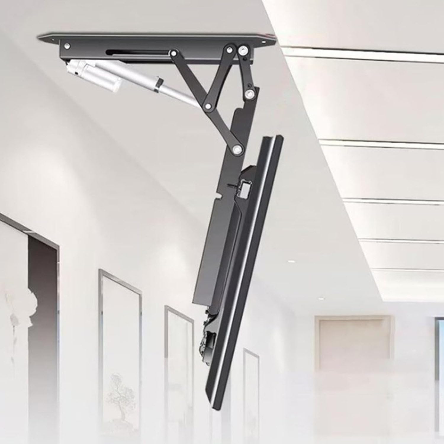 Supporto TV a soffitto motorizzato Ribaltabile, Supporto TV telescopico motorizzato con Sollevamento Automatico, Supporto TV Elettrico a soffitto, capacità di carico 45 kg/80 kg 50-75Inch