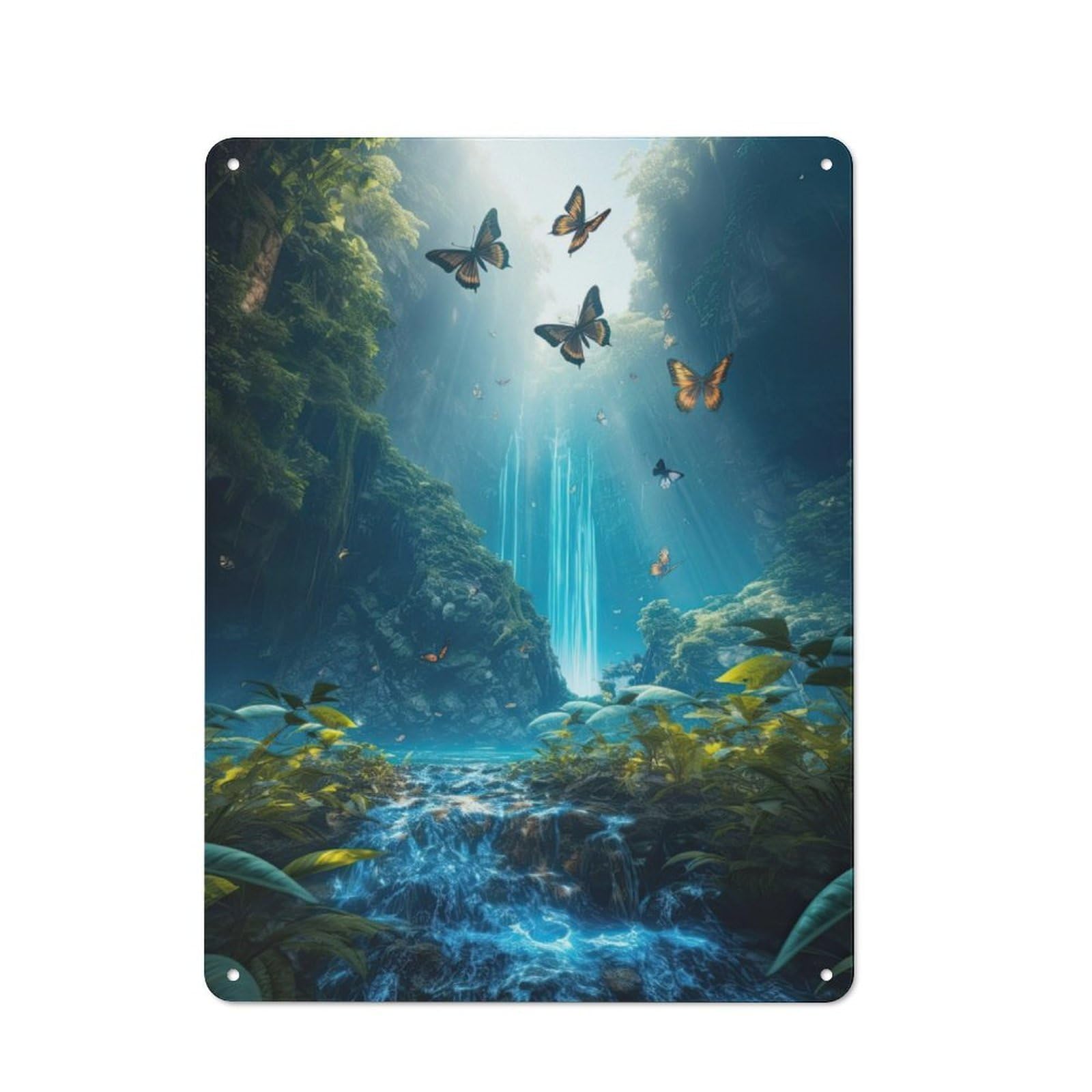 Junmoney Butterfly Dream Tin Wall Plaque 40X30cm With For Garage Wall, For Collectors Of Retro Metal Wall Decor