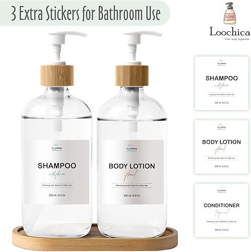 Miniatura 5 de Juego de dispensador de jabón de vidrio transparente con bandeja, dispensador de jabón transparente para platos y manos, botellas dispensadoras de