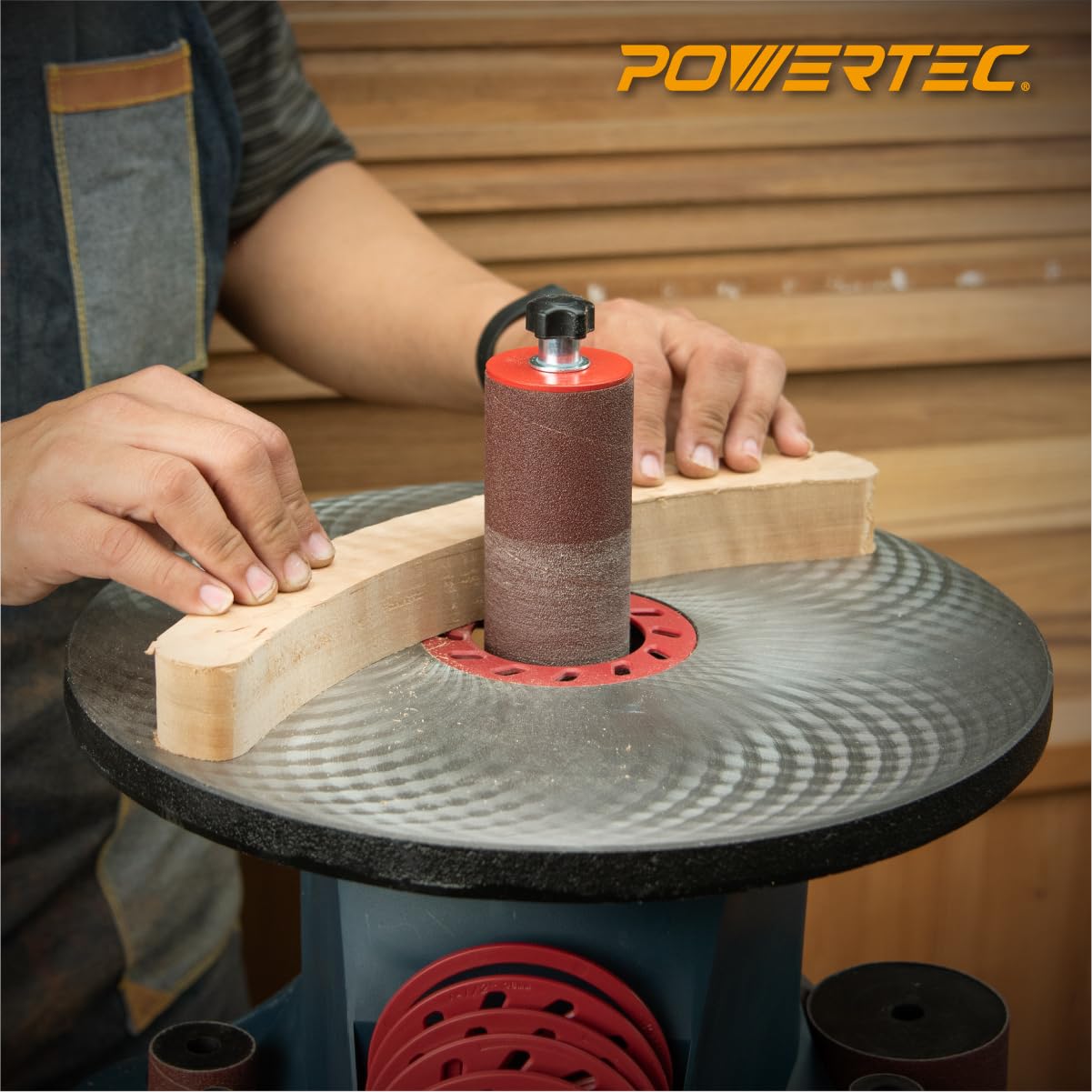 Powertec 11240 Mangas de lija para lijadora de husillo de 45 pulgadas en 6 tamaños con grano variado 80 120 240 Manga de lija de óxido de aluminio surtido en diámetro 1 2 3 4 1 11 2 2 y 318 PK