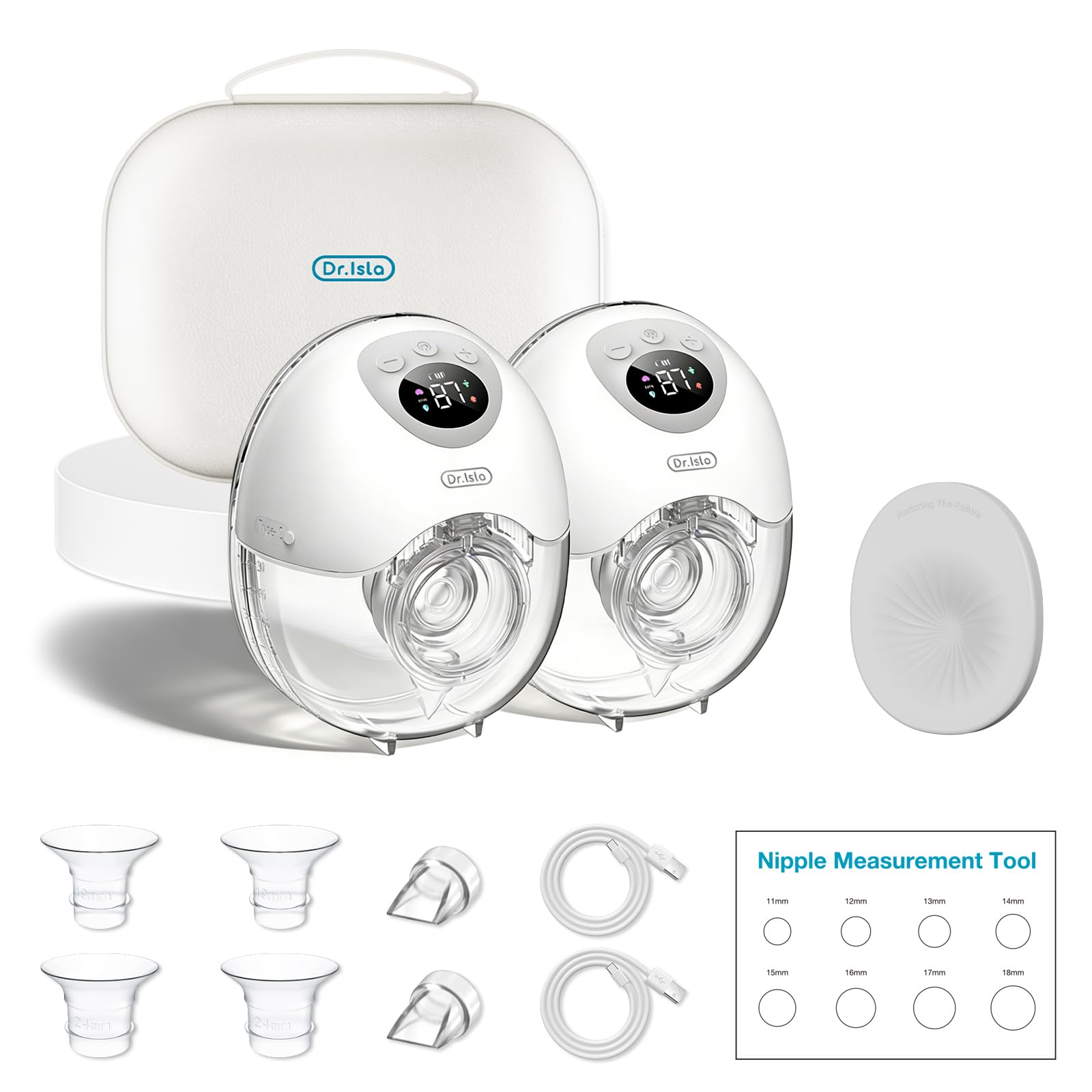 Dr.isla Tiralatte elettrico indossabile, 3 modalità e 9 livelli, leggero, 230 g, mani libere, vestibilità comoda, silicone senza BPA (grigio)