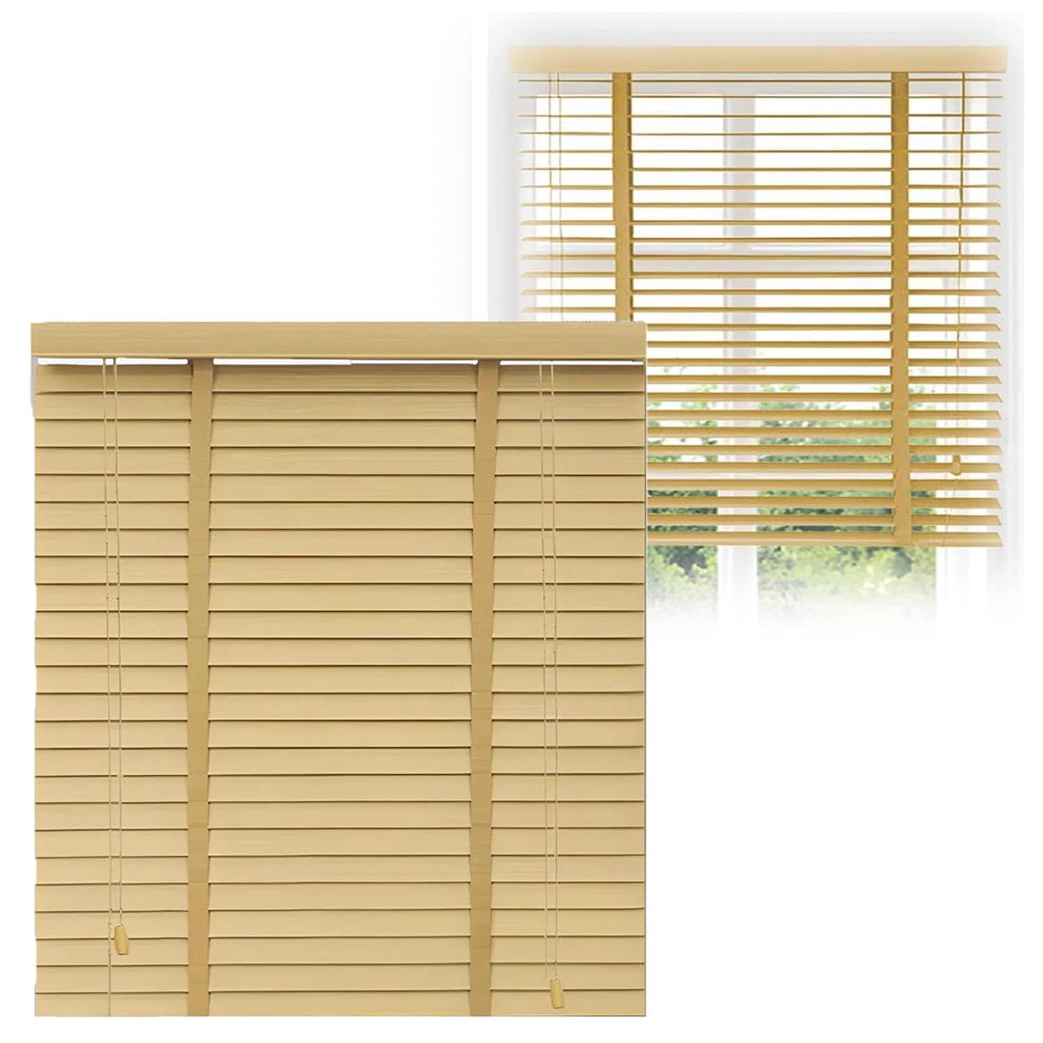 Tenda veneziana in legno per doghe da 5 cm, oscurante orizzontale, per camera da letto, patio, ufficio, cucina, larghezza 45-150 cm (45 x 213 cm)