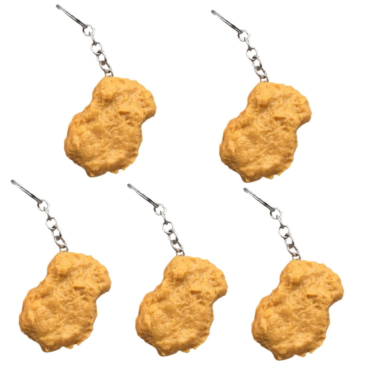 SAFIGLE 5pcs Chicken Nugget Keychain Car Keychain Locket Keychain Chicken Wing Keychain Chicken Gifts Fried Chicken Keychain Rubber Chicken Student Key Chain Bag Hanging Pendant Key Chains