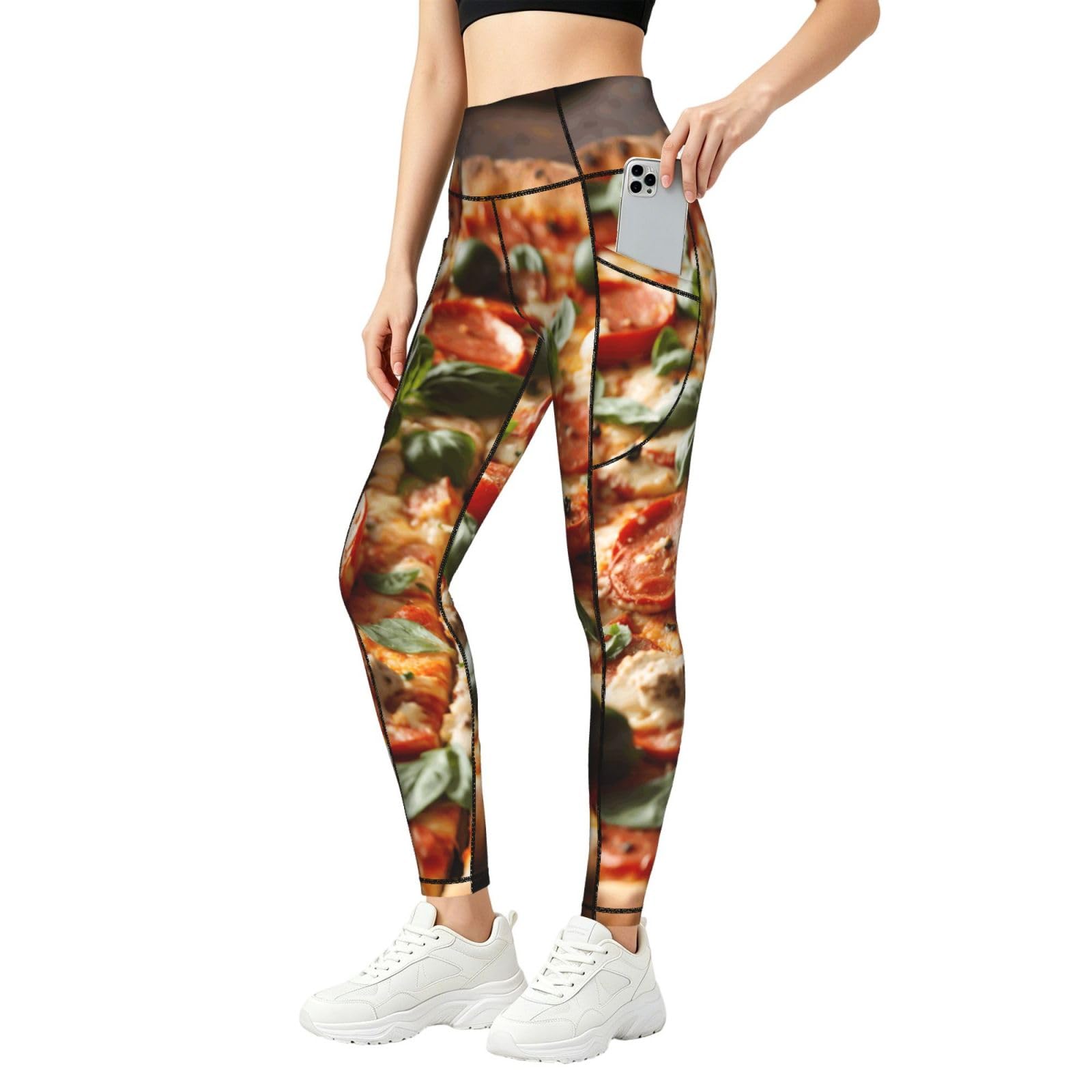 Pantalones de yoga de pizza para mujer leggings cómodos holgados 8