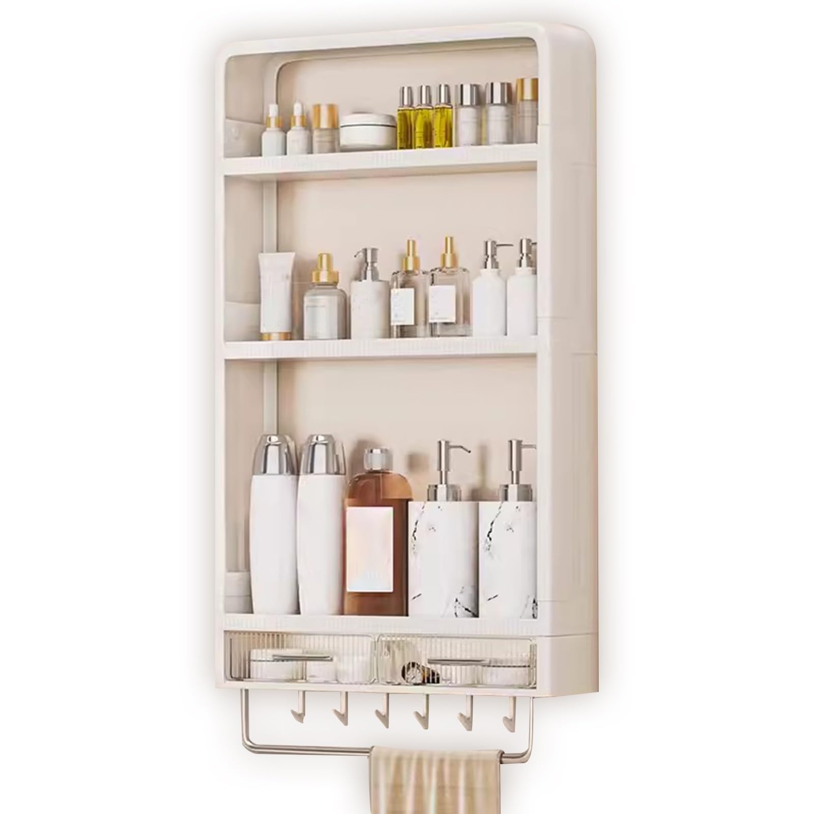 WHYATT Bathroom Shelves Wall Mounted, Bathroom Storage, Kitchen Shelves, No Punching Makeup Cabinet, Cosmetics Storage Racks (Size : Large)