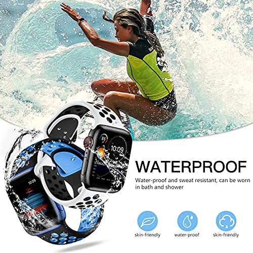 Image of Adorve 4 Pack Sport Bands for Apple Watch 49mm 41mm 40mm 38mm 45mm 44mm 42mm for Women Men, Durable Breathable Soft Silicone Replacement Wrist Strap for iWatch Ultra SE Series 8 7 6 5 4 3 2 1, S /M M /L