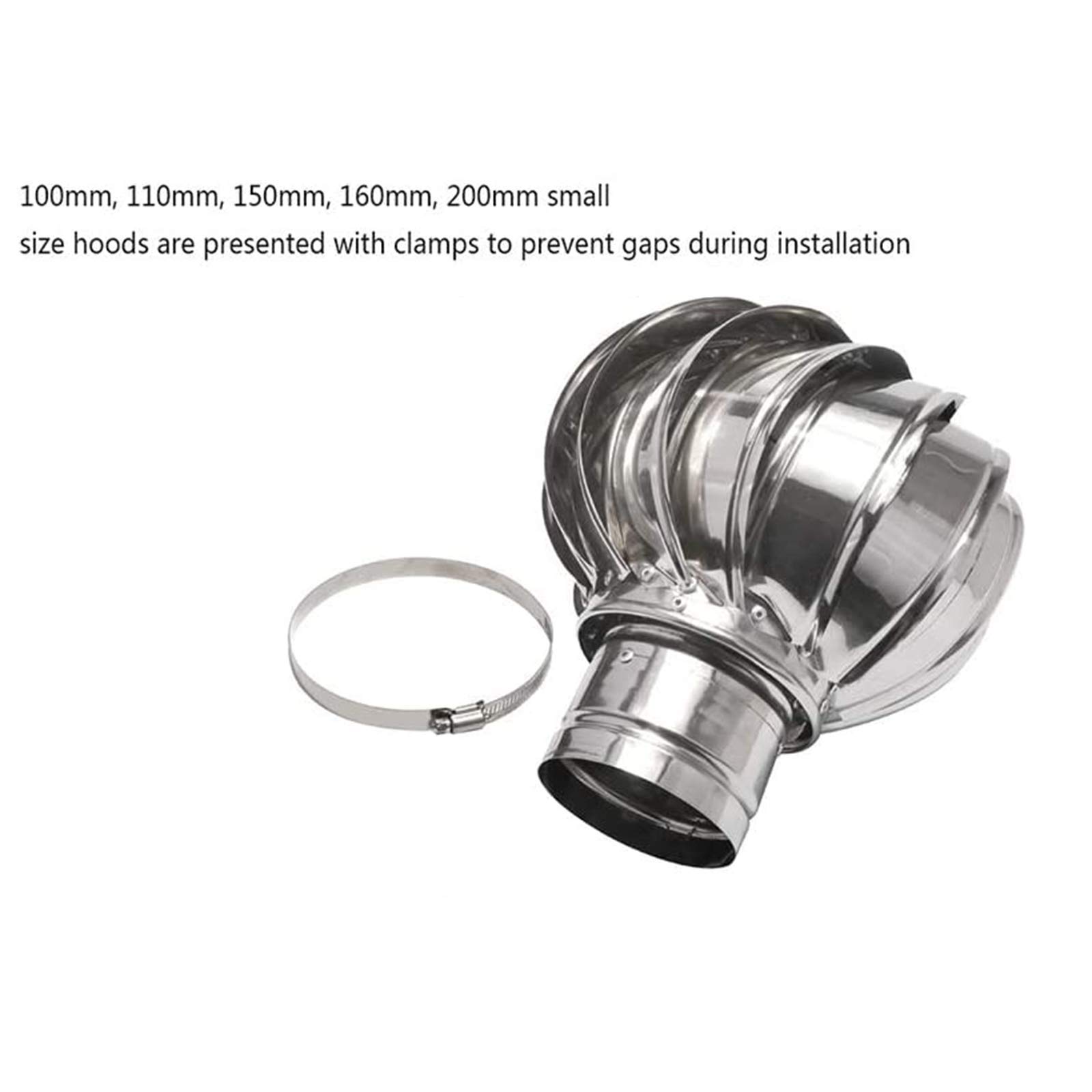 inless Drehbarer Schornsteinkappen-Spinner aus Stahl – Anti-Down-Zugluft, passend für ndard 150 mm Schornsteintöpfe, Schornsteinhaube für verbesserten Luftzug und Belüftung