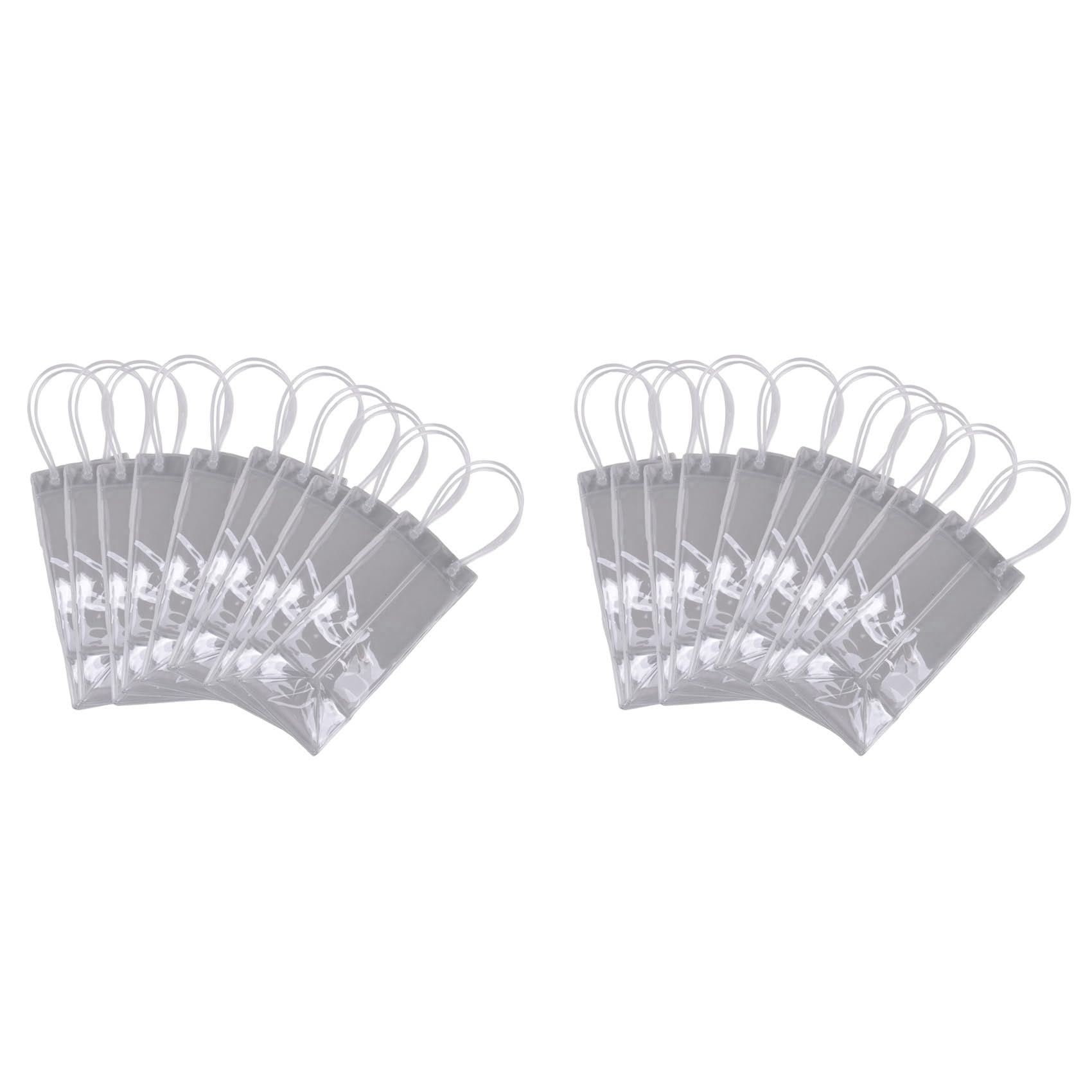 MARALANG Pack of 20 Wine Cooler Bag Ice Bag Transparent PVC Portable Wine Bottle Cooler Bag Champagne Ice Bag with Handle