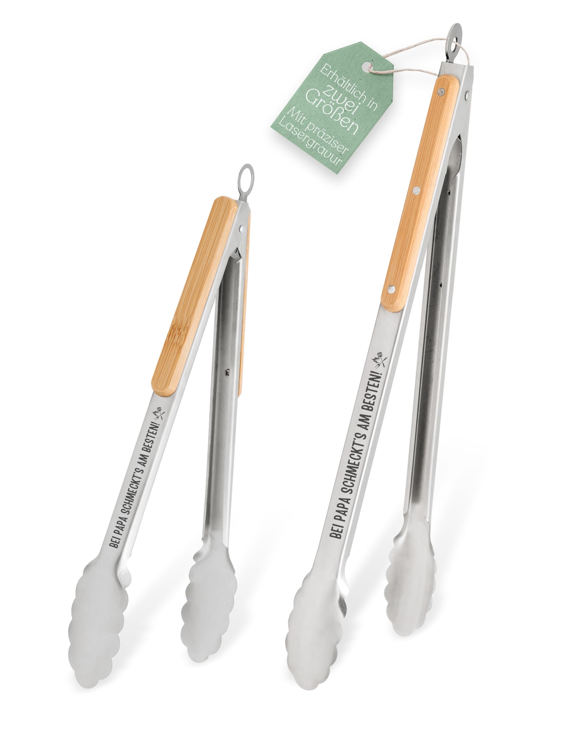 Grillzange personalisiert, Vatertagsgeschenk, Papa & Opa Geschenk, BBQ Zange, Vatertag, Männergeschenke mit deinem individuellen Wunschnamen (Papa groß)