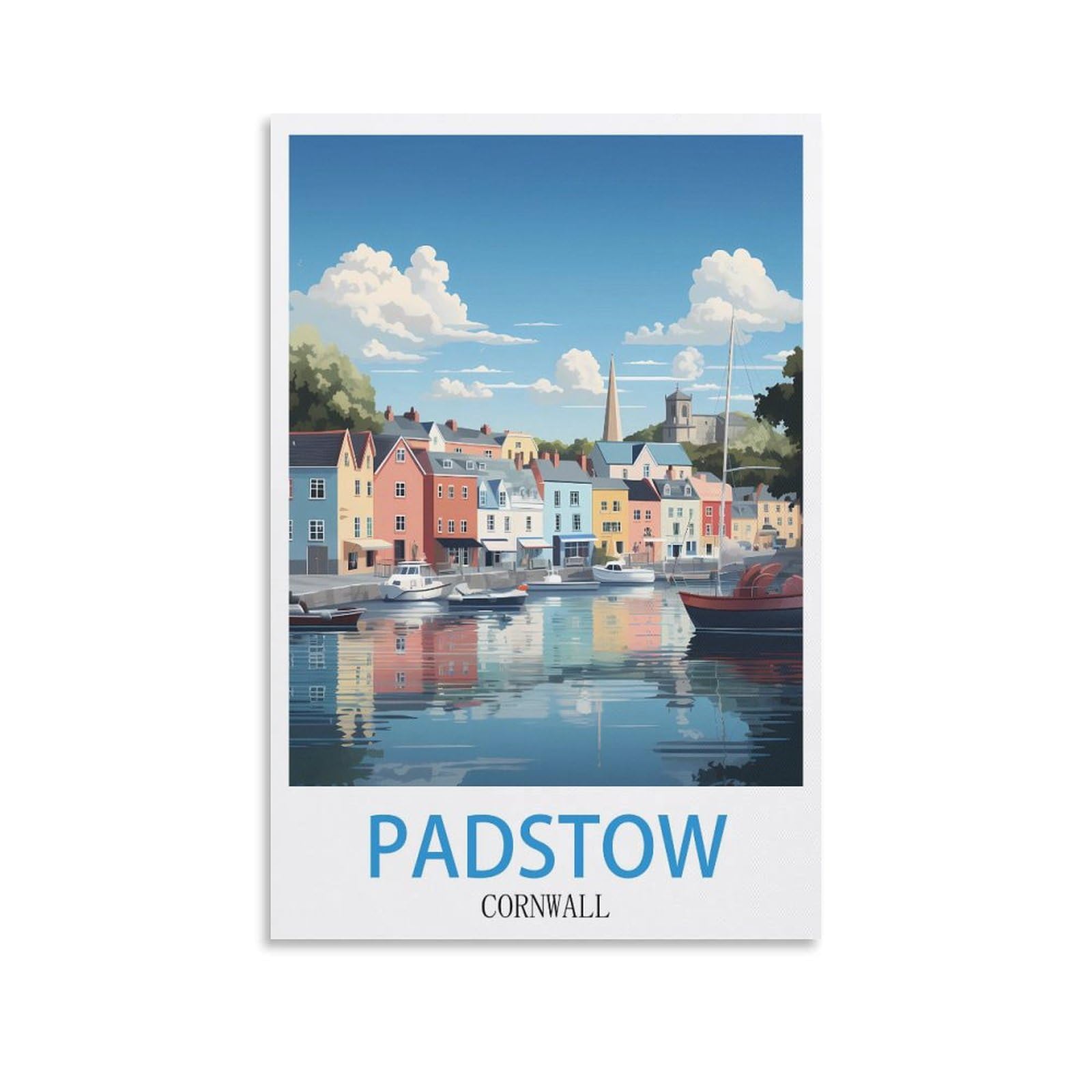 Ceyhno Unframe-Style Padstow Cornwall Vintage Travel Poster 16X24inch(40X60cm) Canvas Art Poster And Wall Art Picture Print Modern Family Bedroom Decor