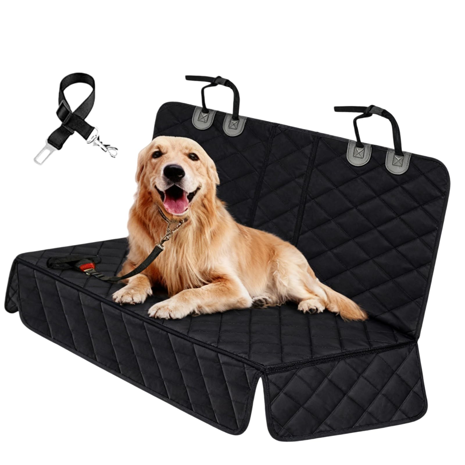 GOMETY Housse Voiture Chien 135x120cm, Protection Siège Arrière Imperméable Antidérapante, Couverture de Voiture pour Chien avec Ceinture de Sécurité, Convient à Toutes Les Voitures, SUV et Camions