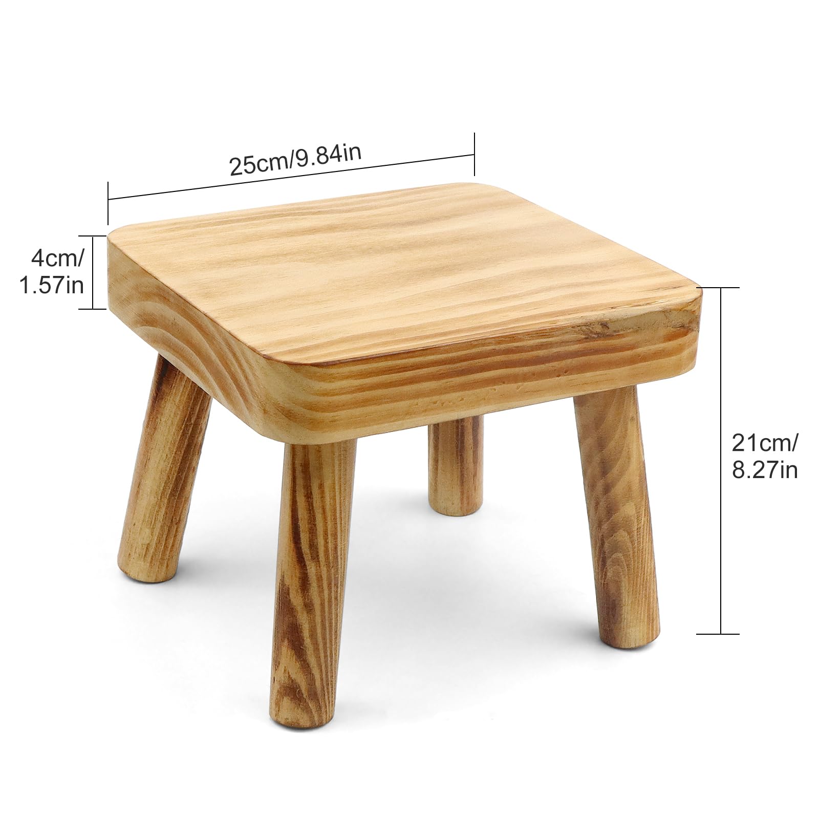 Taburete pequeño de madera para niños, taburete de madera de 8.25 pulgadas de alto, soporte de exhibición de plantas de interior, taburete desmontable para plantas de casa, dormitorio, mesita