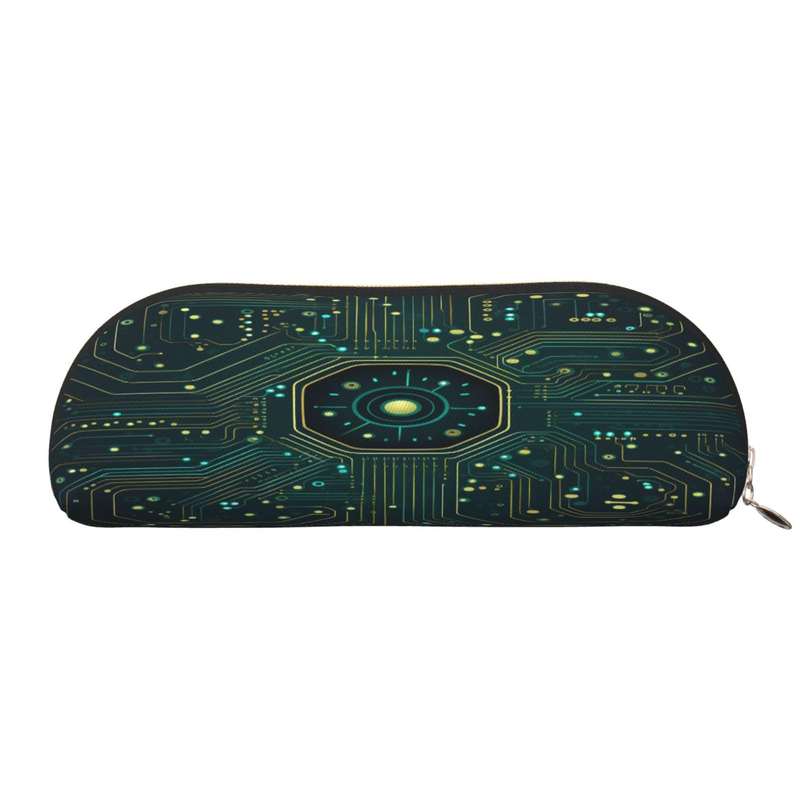 QMKFWT Circuit Board Pencil Pouch Leather,Small Pen Bags With Zipper For Pencils,Pens,Markers,Makeups,Change,Coins