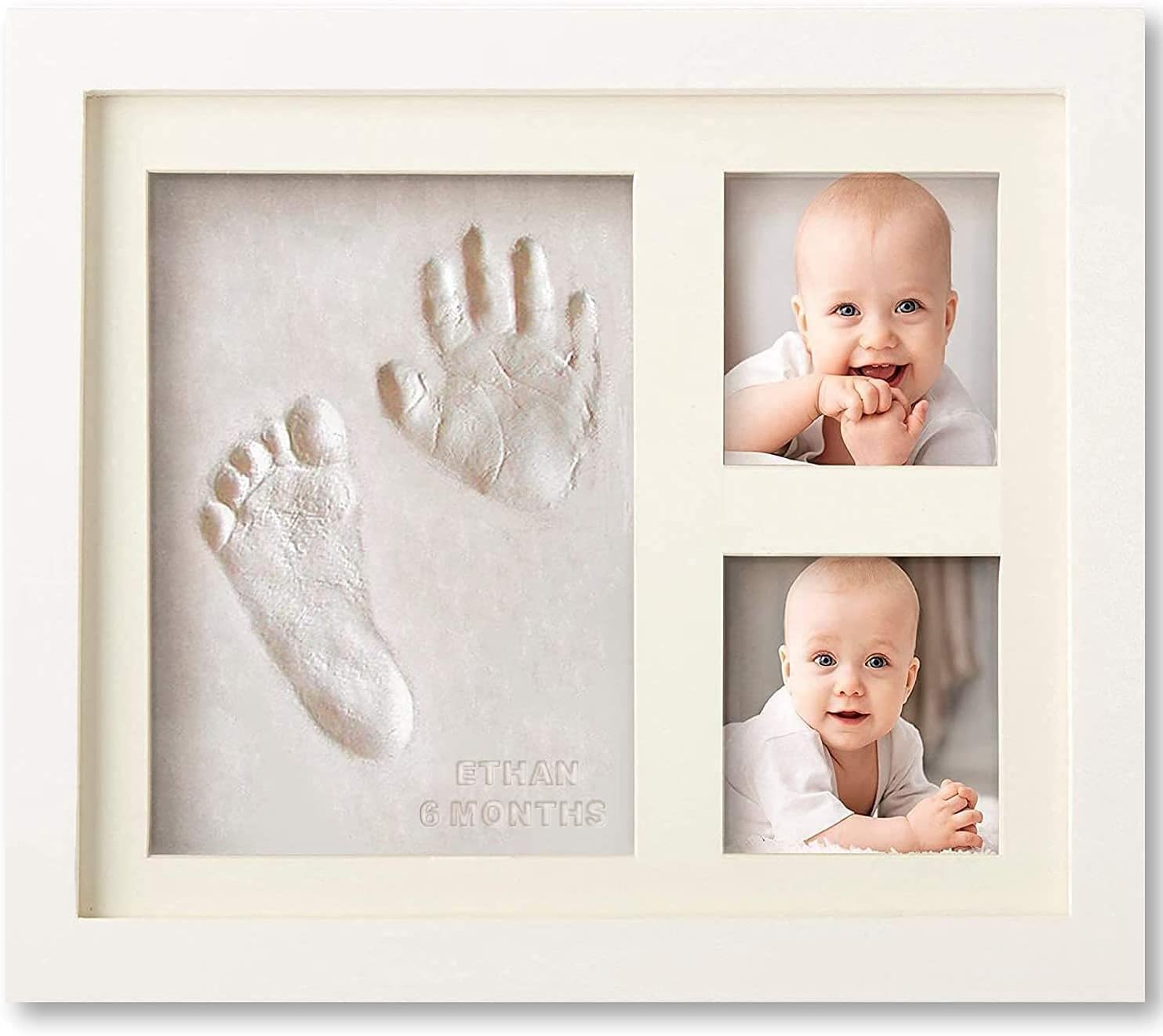 Womdee Handprint and Footprint Plaster kit Set Photo Frame Perfect for Baby Gifts 2 Photo slots
