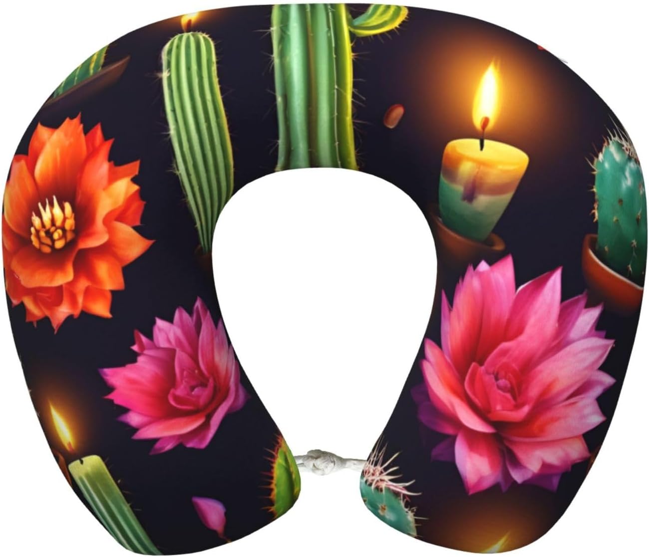 Lotus and Candles Print Memory Foam Travel Pillow U-Shaped Neck Support Cushion Accessories
