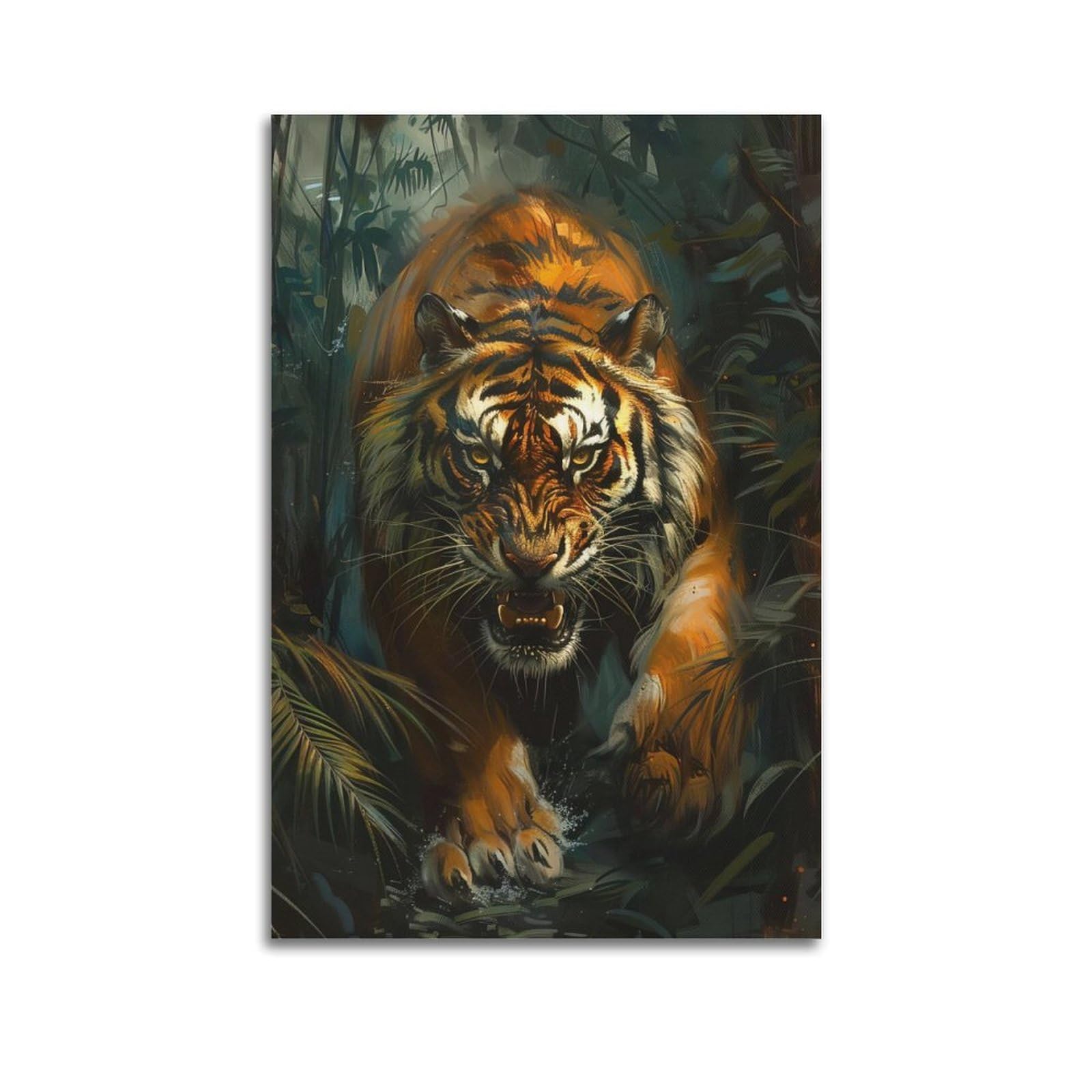 JTLFXY Animal Artwork Poster Tigers Ready to Attack Poster Decorative Painting Canvas Wall Posters And Art Picture Print Modern Family Bedroom Decor Posters 20x30inch(50x75cm)