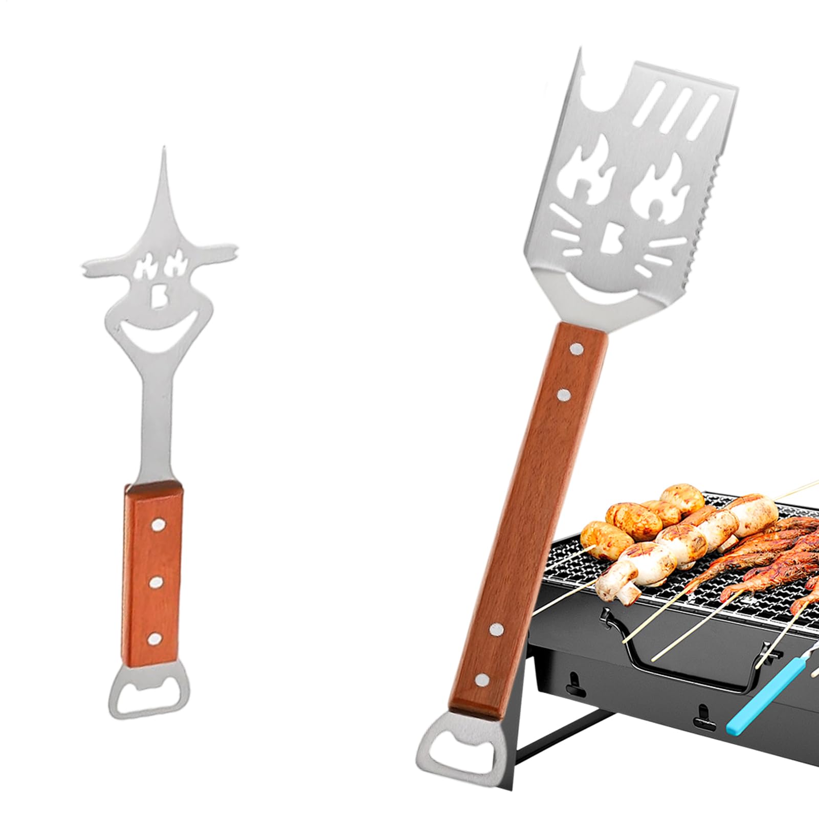 Set di Utensili per Barbecue 3 Pezzi Multifunzionale Compatto Completo | Set Utensili Barbecue Esterno Per Uomo Regalo