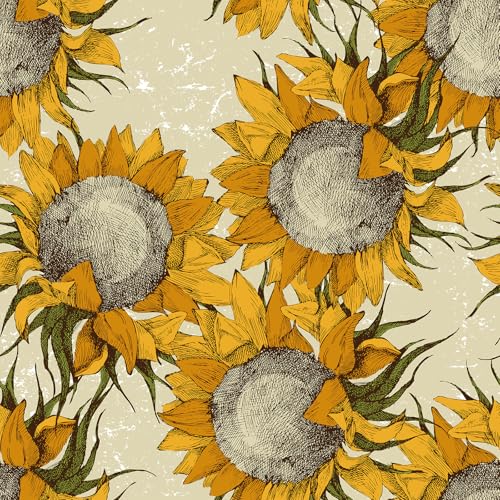 Papel pintado floral vintage autoadhesivo de 17.5x78.8 con girasoles amarillos 7