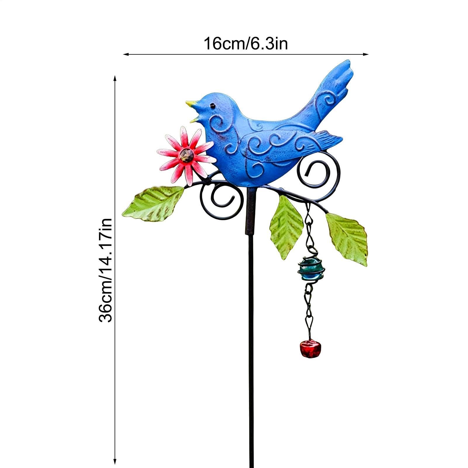 Estaca de metal para jardín, forma de pájaro, letrero artístico de metal para patio, césped, flores, maceta, balcón, interior, exterior, granja, primavera, naturaleza
