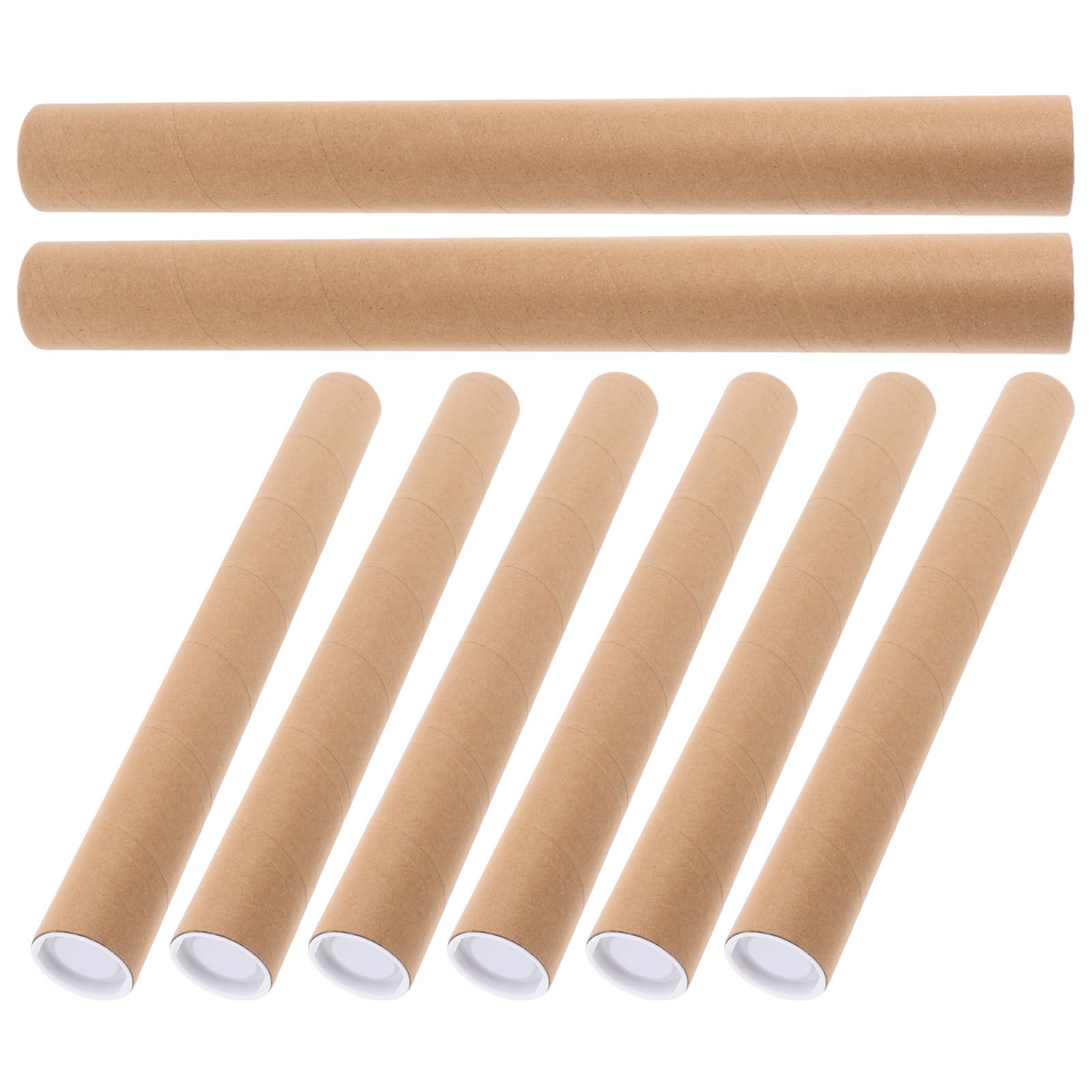 Envío y Almacenamiento Seguro Tubo Cilíndrico 8 Piezas de Papel Kraft Reforzado con Tapas de Plástico de Planos y Documentos