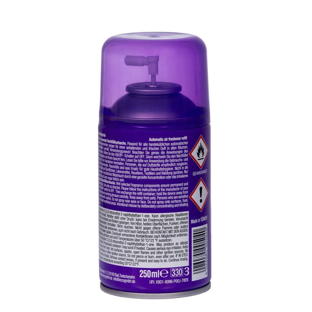 Laro Premium Airline Lavendel Raumduftspray Vorteilspaket 6/12/24/48/96 St Nachfüller für automatische Duftspender 250ml, Anzahl:96, Duft:Lavendel