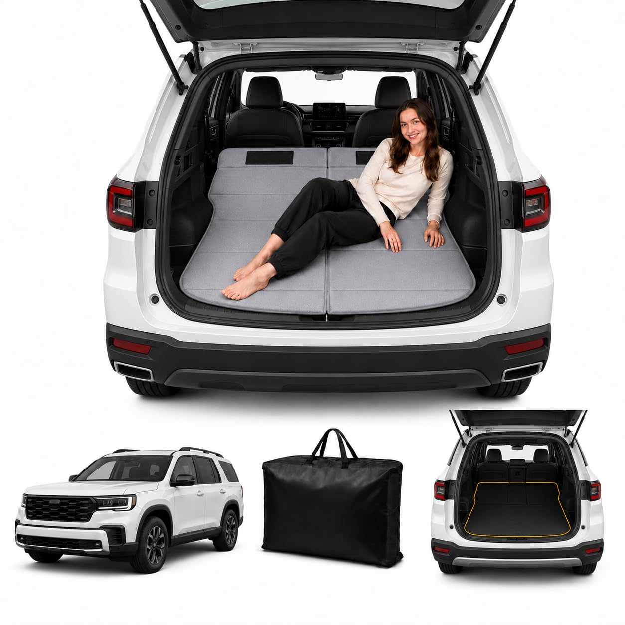 Car Mattress for Passport 2026, Upgraded Non-Inflatable Thickened Foam SUV Car Camping Mattress, Foldable Trunk Sleeping Pad Car Bed Mattress for Road Trips Camping Travel