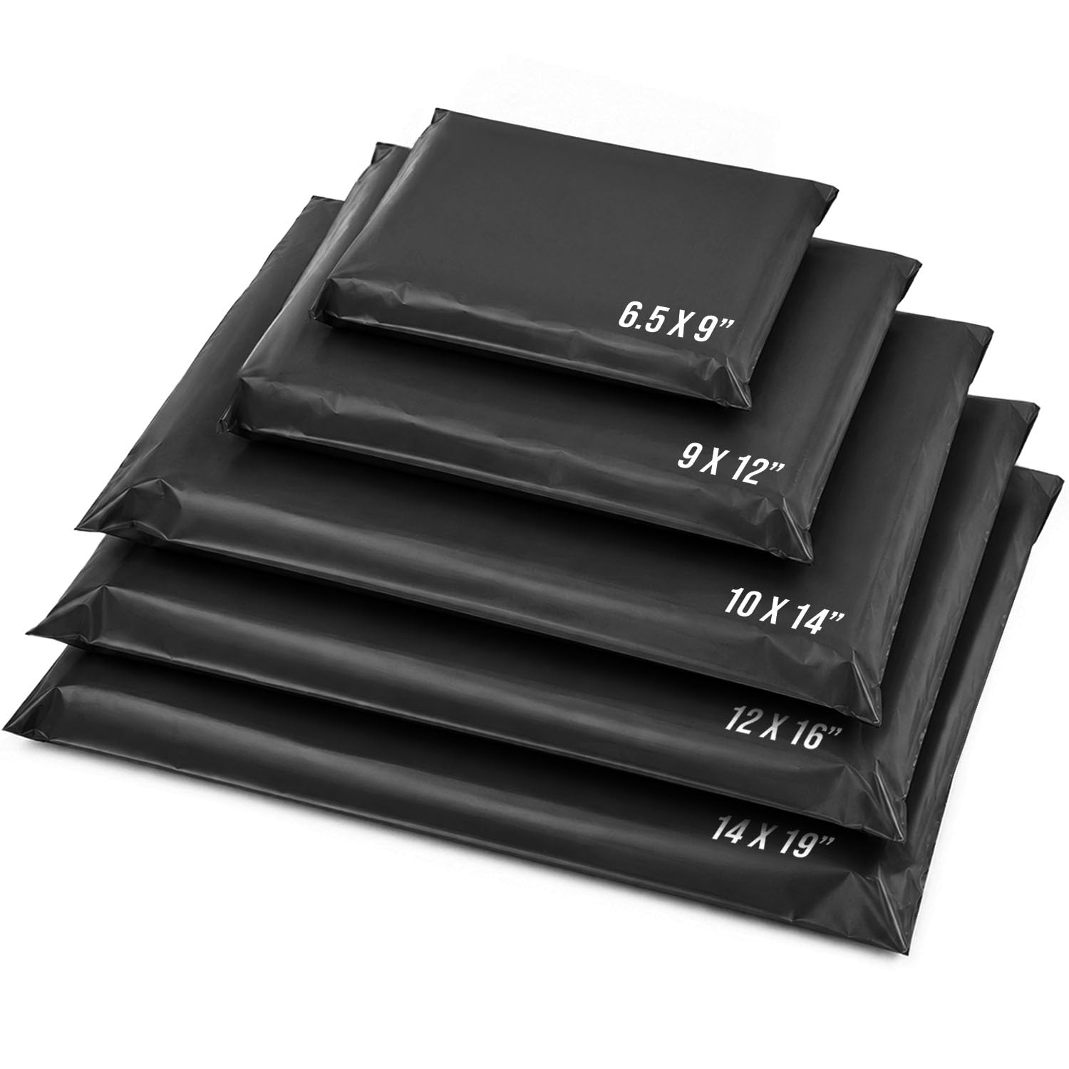 Mailing Poly Postal Self Seal Bags Red Ember Small to Large Mailing Bags Postage Packaging Assorted Mailers Posting Shipping Post Parcels Package Bags (Black, Pack of 100)