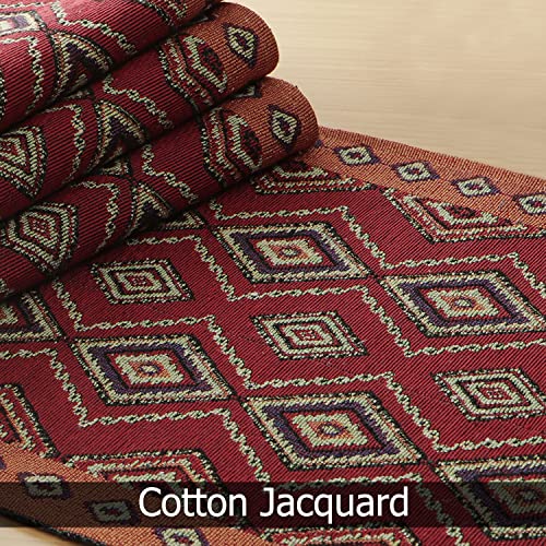 Image of HOKIPO Cotton Jacquard Dinner Table Placemats Set of 4 (12x18 Inches) (IN-530-D2*4) Red Diamond