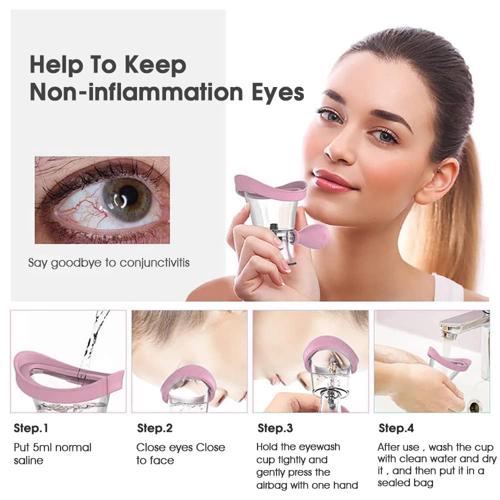 QEEIG Eye Wash Cup Eye Wash Cleaner Kit Silicone Manual Air Pressure Eye Cleaning Cup for Eye Rinse, Portable Eye Care Tool for Quick Relief from Tired Eyes, Cleaning Eye Dust, Makeup Irritants (Multi-Color) - Image 4 thumbnail