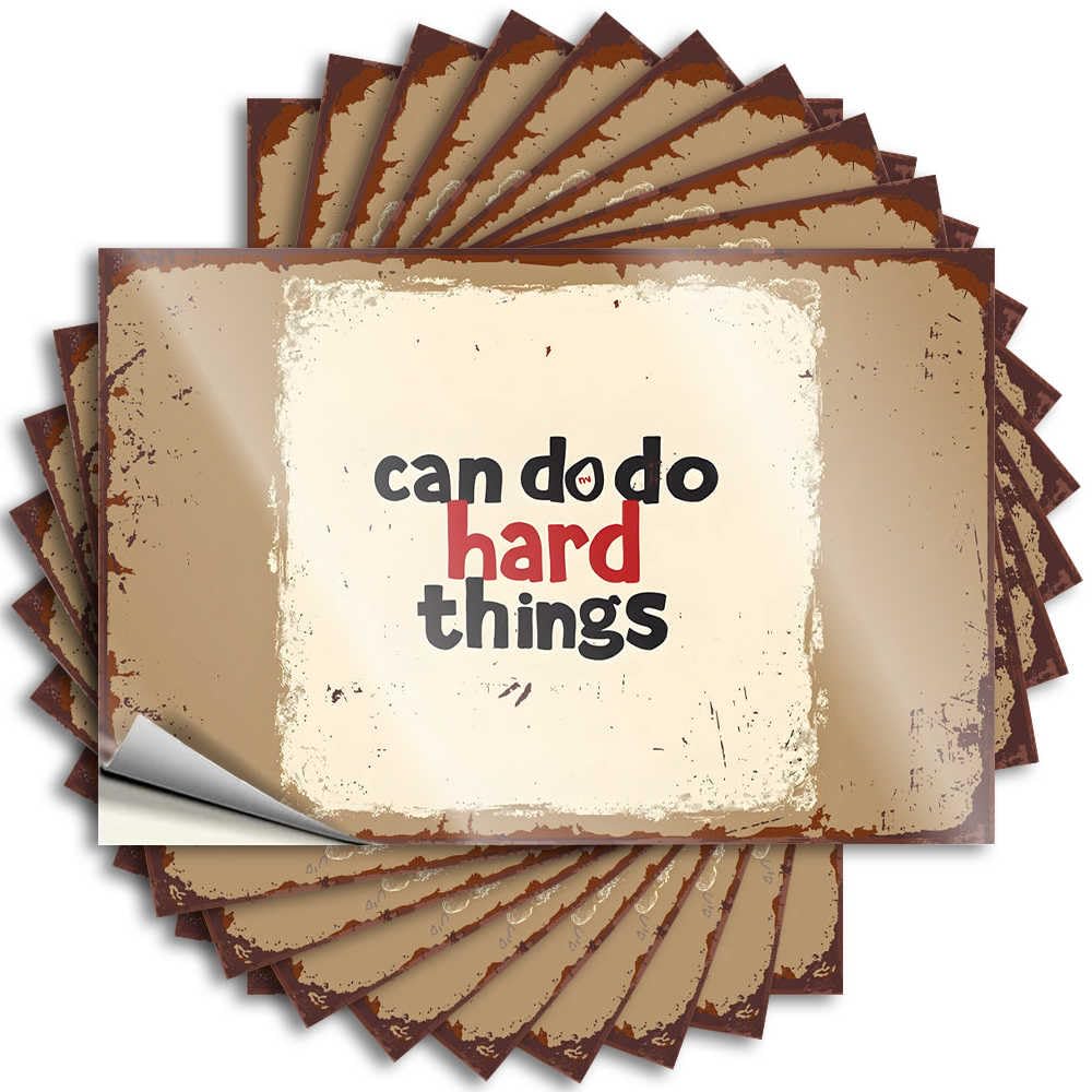 Bath Sets Motivational Tattoos - Can Do: Embracing Hard Things with Courage Removable Decal Window Easy Peel for Student(6X9CM)