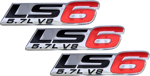 Miniatura 3 de ERPART LS6 5.7L V8 emblema de motor rojo placa de identificación de aluminio altamente pulido cromo plateado compatible con GM Cadillac CTS-V CTSV