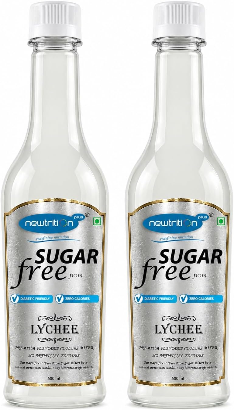 Sugar Free Lychee Mixer Syrup - Pack of 2 (500 ml each) - Zero Calorie, Diabetic Friendly, Keto Friendly