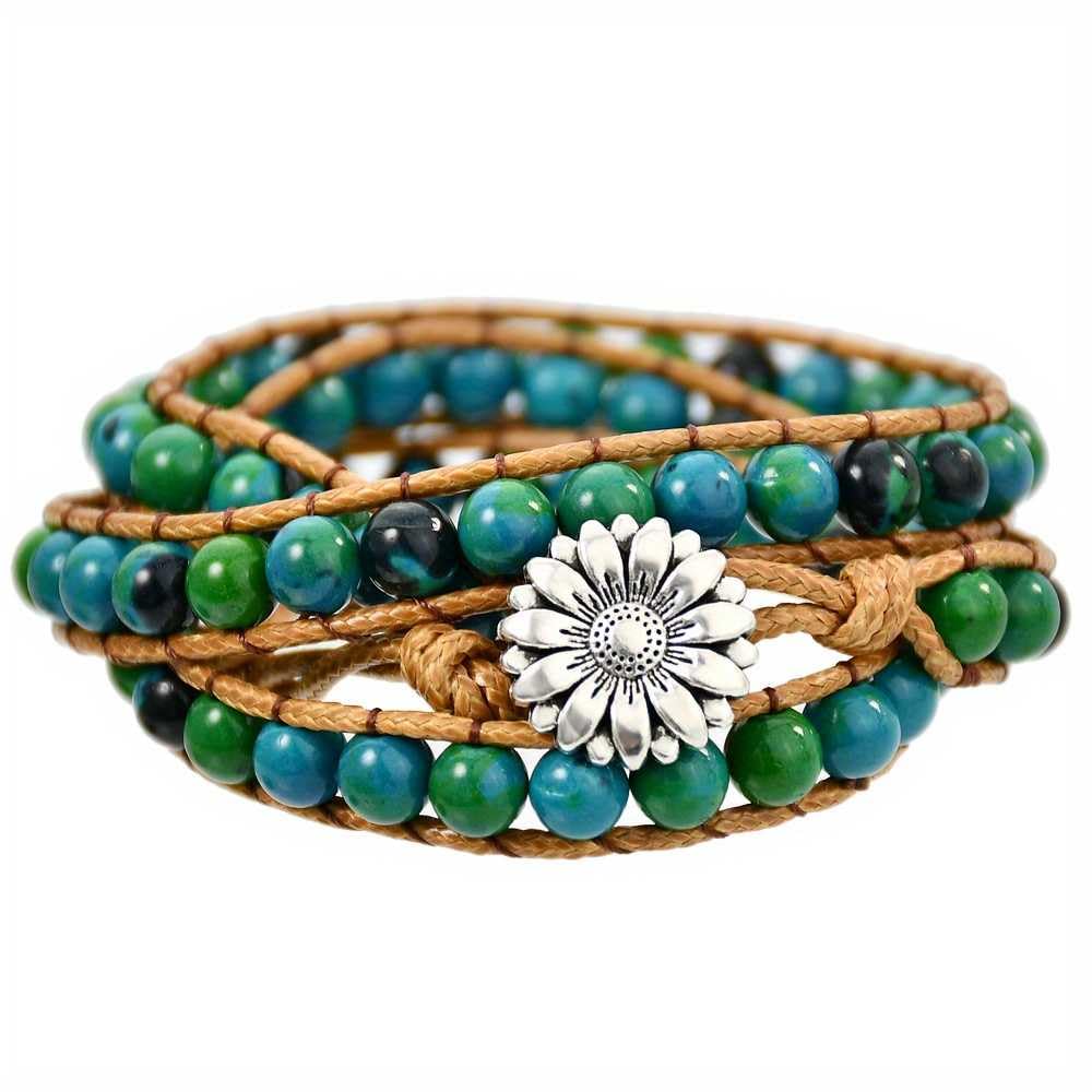 Womens Wrap Bracelet With Floral Charm In Beaded Leather Rope, Beaded Bracelets For Teens, Trendy Beaded Bracelets For Women, Beaded Bracelets For Women Trendy, Leather Rope Bracelet(Blue) (B0CR169YKR) Amazon Price History, Amazon Price Tracker